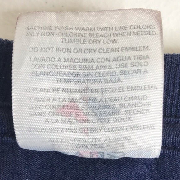 Vintage Jerzees Red Silver Blue Stud Apple Navy Cropped T Shirt Womens Size XL - Picture 9 of 14